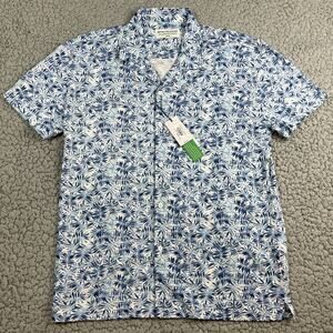 Report Collection Shirt Men Medium Blue Camp Hawaiian Tropical Sustainable NEW